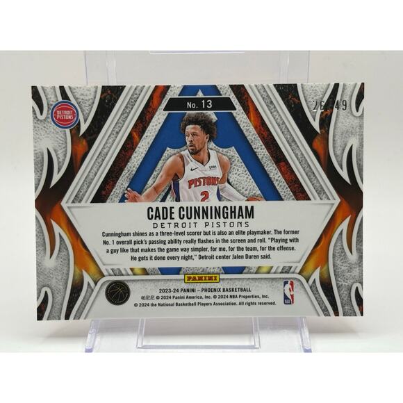 2023-24 Panini Phoenix Cade Cunningham Fire Forged Orange Refractor 26/49 SP - Picture 2 of 2